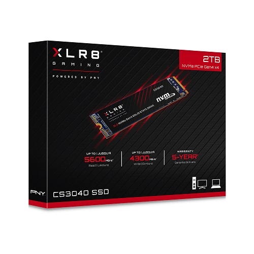 PNY XLR8 CS3040 2TB 5600/4300MB/s NVMe PCIe Gen4x4 M.2 SSD Disk (M280CS3040-2TB-RB)